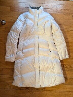 Vintage Y2K 2000s Nike Women's Long Puffer Coat Jacket Down White Satin Gorpcore